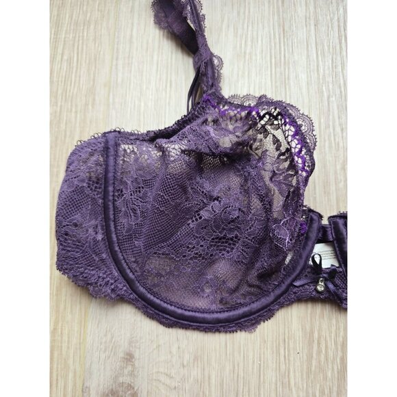 Chantelle Eternelle 3621 Purple Lace Sheer Underwire Unpadded Bra 34C - Picture 3 of 9